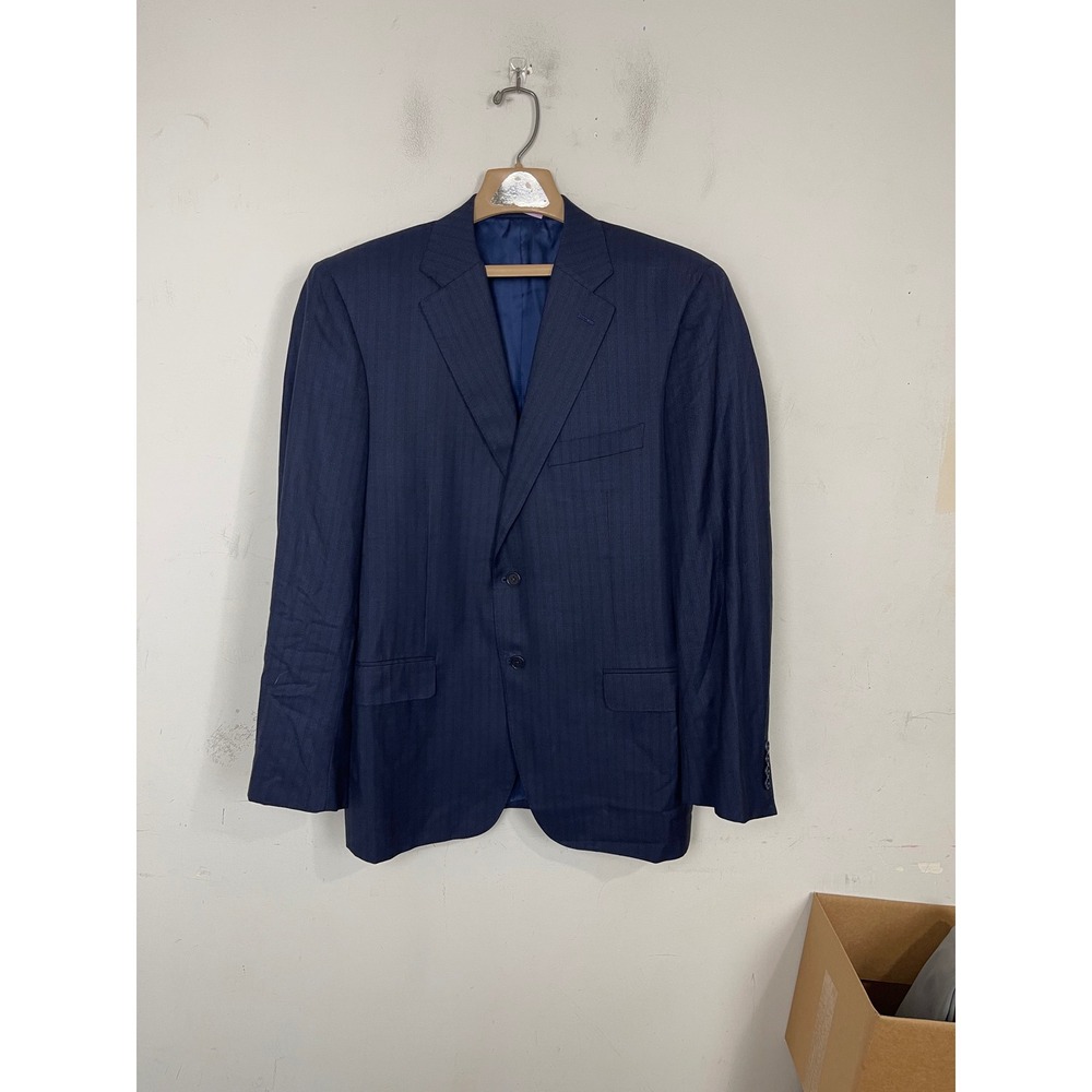 Canali Mens Navy Blue Wool Pinstripe Blazer Sport Coat Size 54R Made in Italy